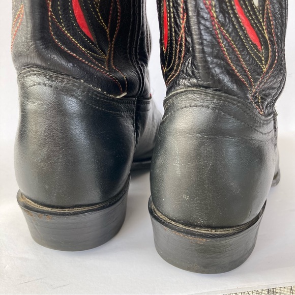 Vtg ACME Shorty Pee Wee Cowgirl boots snip toe Sz 9 Womens Western Rodeo Inlay - Picture 3 of 14
